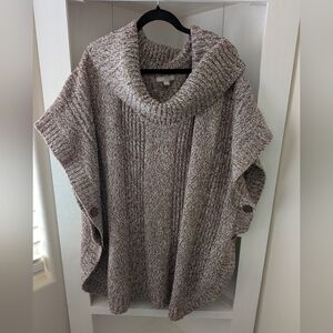 Woman Within Knit Cowl Neck Poncho - Brown